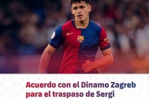 华体会官网-巴萨官方：20岁中卫塞尔吉-多明戈斯转会萨格勒布迪纳摩达协议